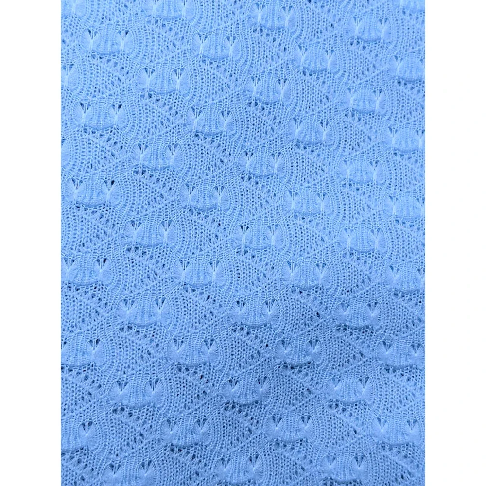 Vintage 60's 70's Pale‎ Blue Light Blue Lace Knit Poly Fabric for Dressmaking